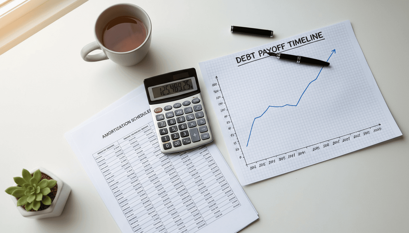 Detailed debt reduction plan layout with timeline and payment schedules