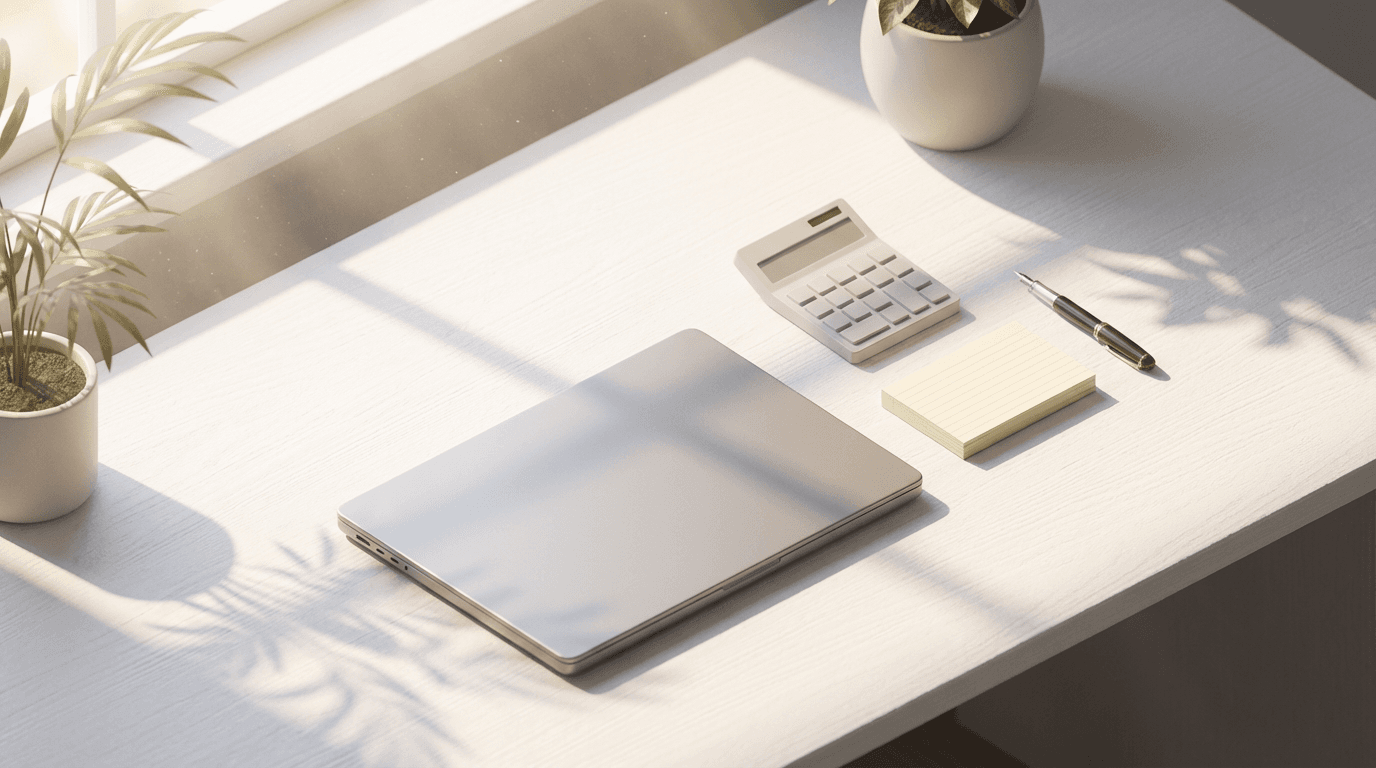 Handwritten financial planning notes with calculator